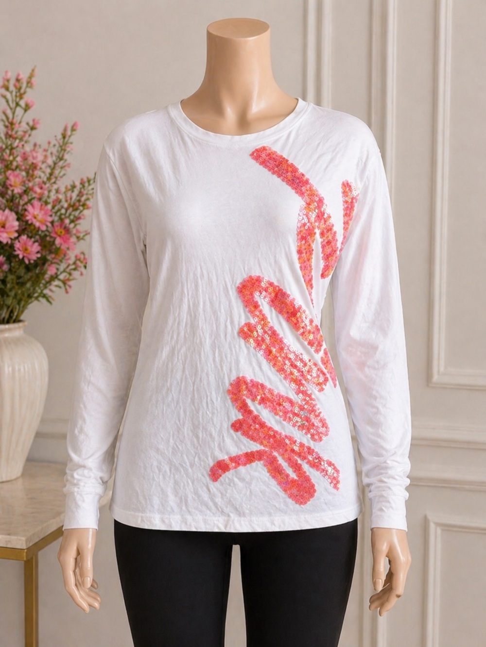 Victoria’s Secret PINK Sequin Sparkle Long Sleeve ✨ Pink Orange Shimmer Top